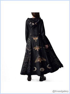 Fleece Trench Coat Gothic Maxi Hooded Belted Overcoat Fall Winter